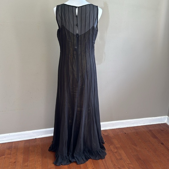 Rickie Freeman Tori Jon 100% Silk Gray Dress with Gold Metallic Silk Linen Sz 10 - Picture 7 of 12